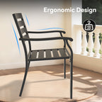 7 Pieces Outdoor Patio Dining Set with Stackable Metal Chairs - Black