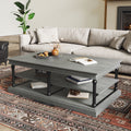 Wood Coffee Table with Storage Shelves - Black + Gray
