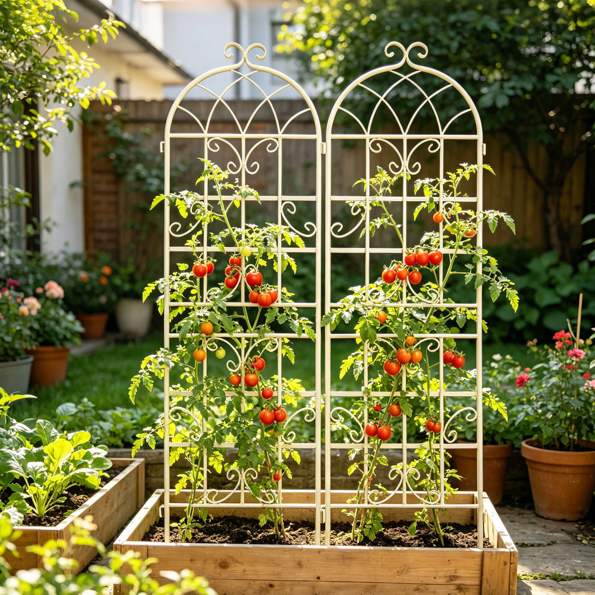 Metal Garden Rustproof Trellis for Climbing Plants – Outdoor Flower Support