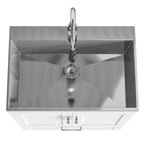 Deluxe Laundry Cabinet with Pull-Out Faucet and Stainless Steel Sink - White
