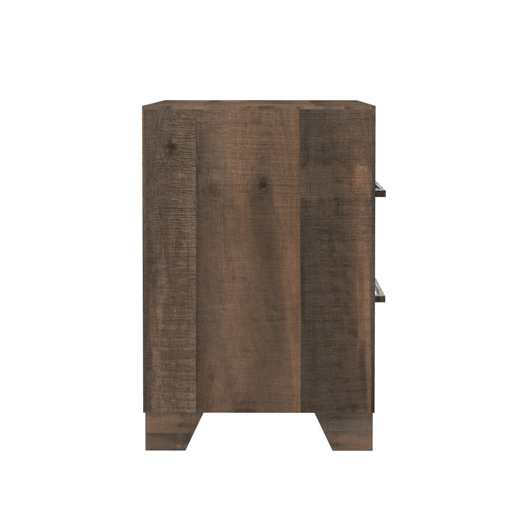 Brown 2 Drawer Nightstand with Functional Storage - Plinz
