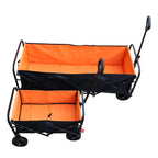 Large Capacity Folding Outdoor Wagon Cart with Extender - Black & Orange
