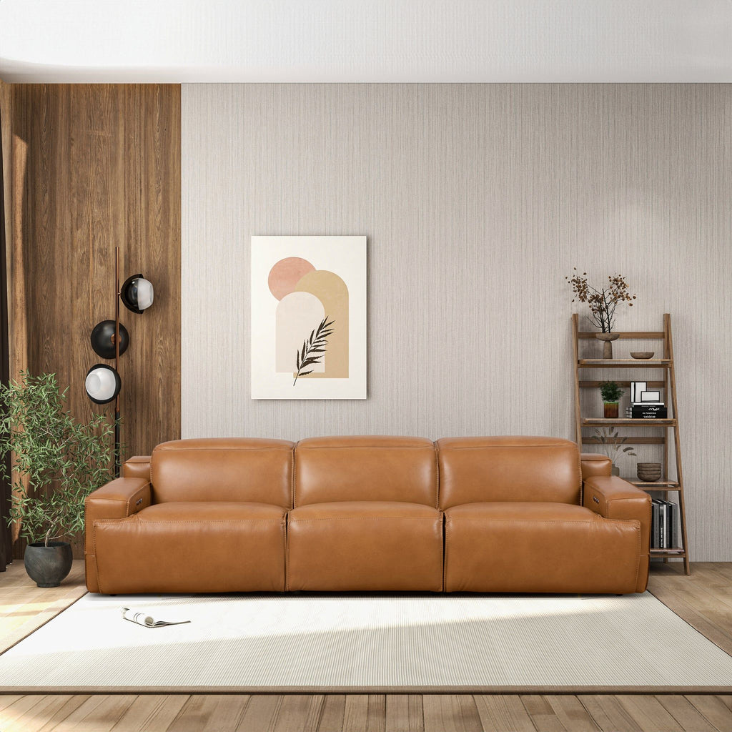 Triple Power Recliner Sofa with Three-Stage Reclining - Tan