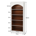 5 Tier Library Bookcase with Waterproof Melamine - White