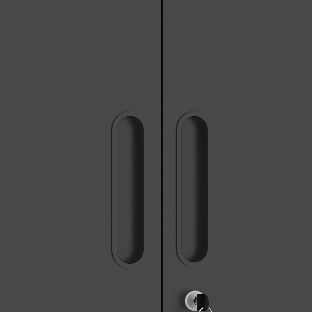 Metal Wall Mounted Tool Storage Cabinet with 2 Locking Doors and Adjustable Shelf - Gray or Black