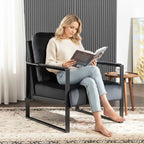 Classic Mid Century Modern Accent Chair with Square Metal Frame - Multiple Colors