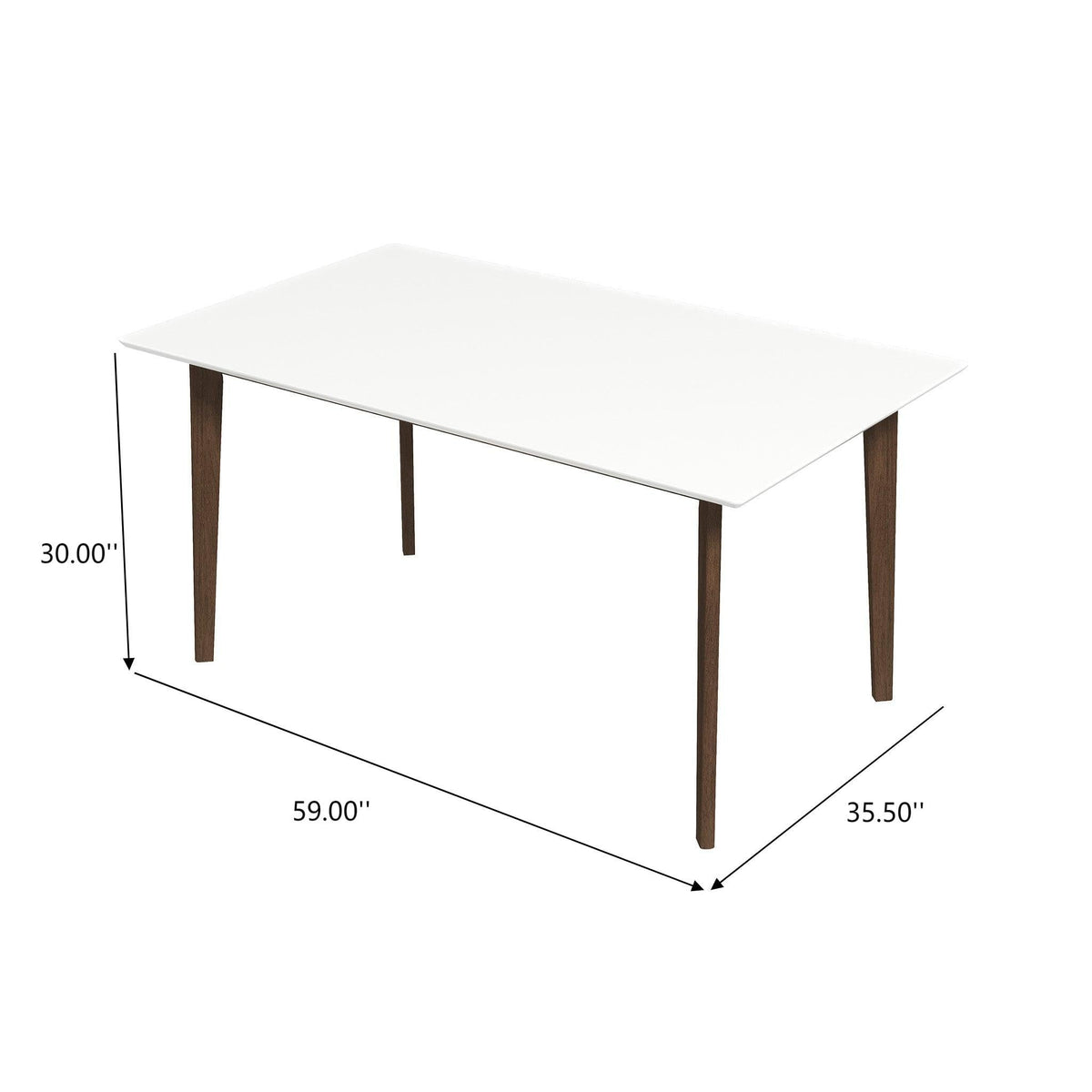 Rectangular Modern Dining Table with Solid Wood Construction – Dark Brown or White
