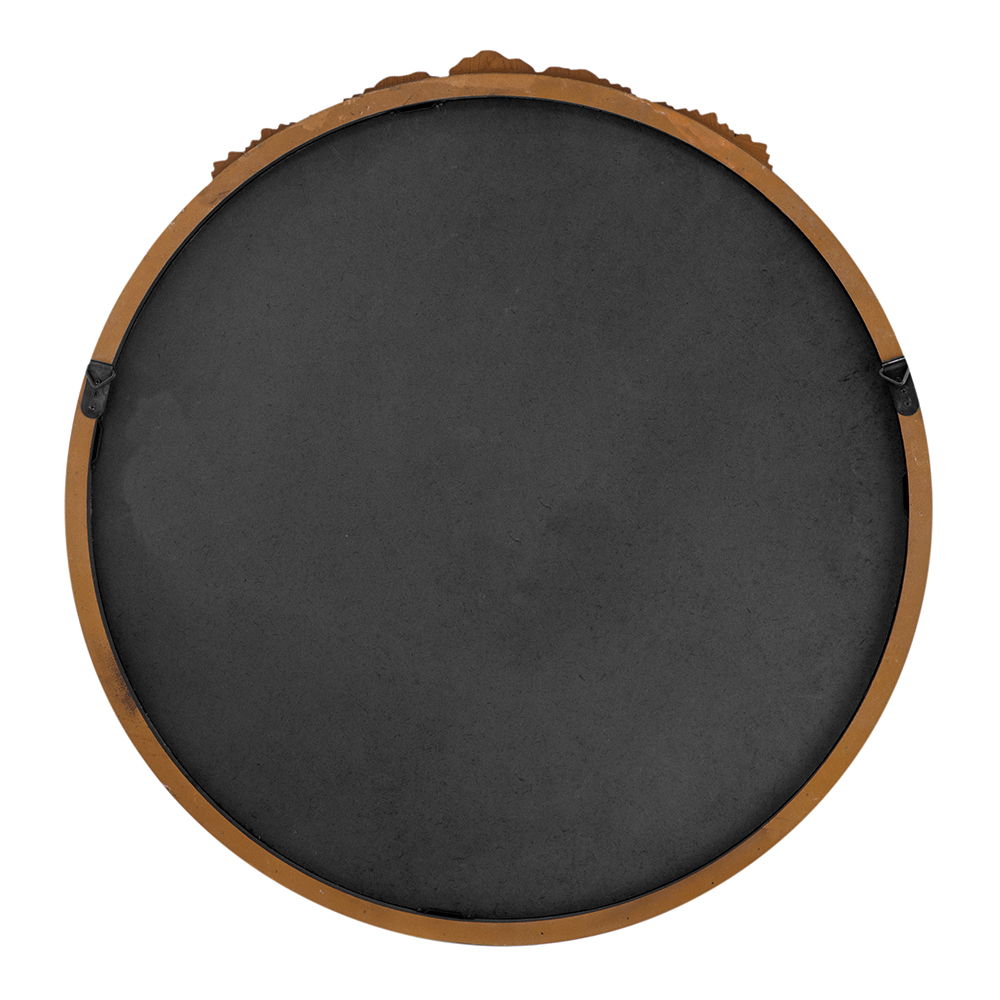 Round Hand Carved Rose Antique Wall Mirror with Intricate Detailing - Light Brown or Black