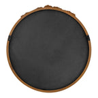Round Hand Carved Rose Antique Wall Mirror with Intricate Detailing - Light Brown or Black