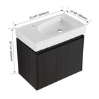 Modern Bathroom Vanity with Ceramic Basin and Storage Cabinet - Light Brown, Black, or White