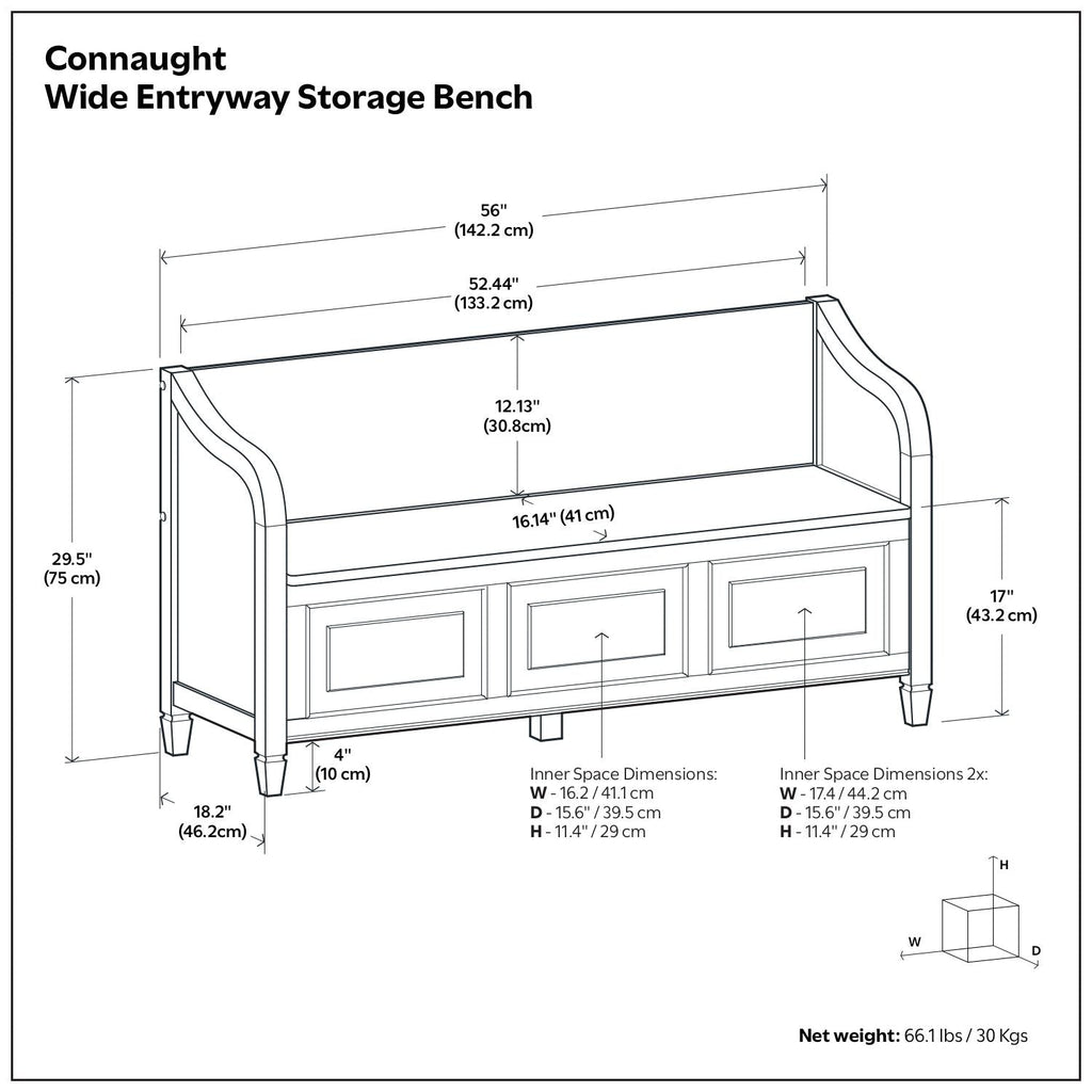 Connaught Storage Bench with Lift-Up Compartment - Multiple Colors