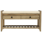Solid Wood Shoe Rack Storage Bench with Cushion and Drawers - Distressed Finish