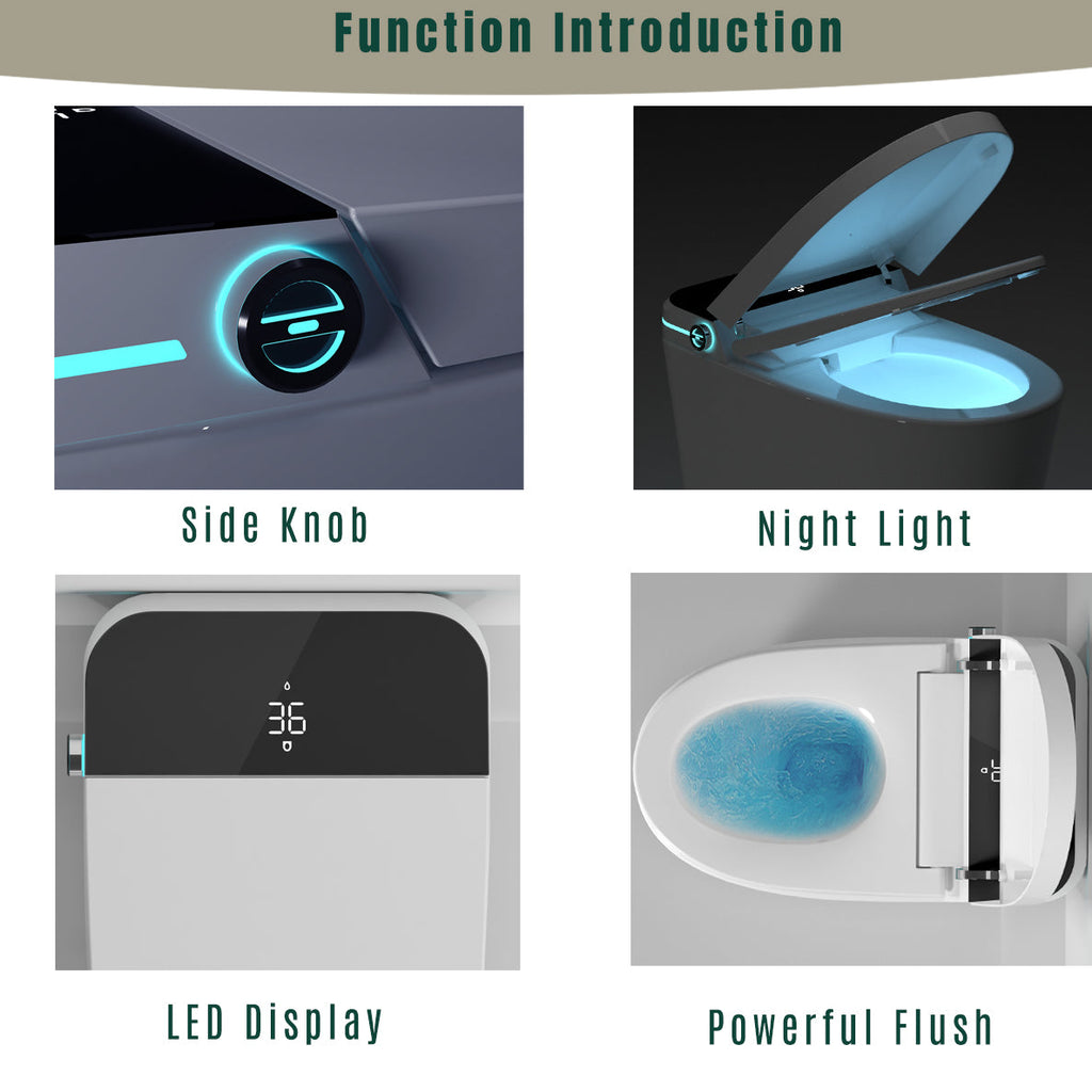 Modern Smart Toilet with Built-In Bidet and Advanced Features - White