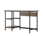 Weathered Gray Writing Desk with Storage Shelves
