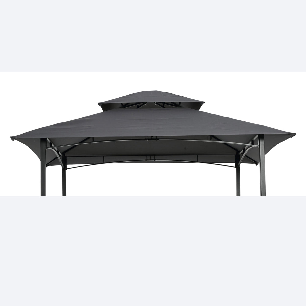 8x5Ft Grill Gazebo Replacement Canopy with Double-Tiered Roof - Gray