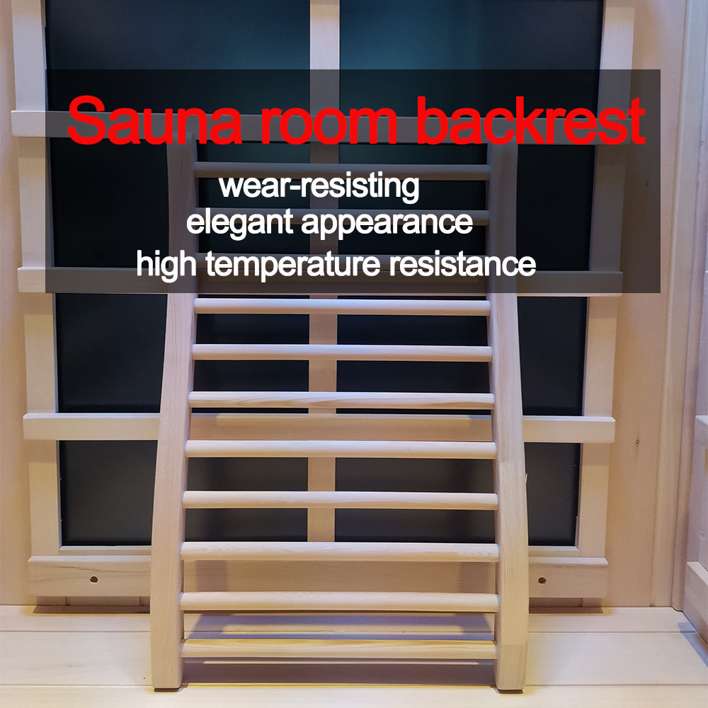 Hemlock Round Stick Sauna Backrest with Ergonomic Support - Natural Wood