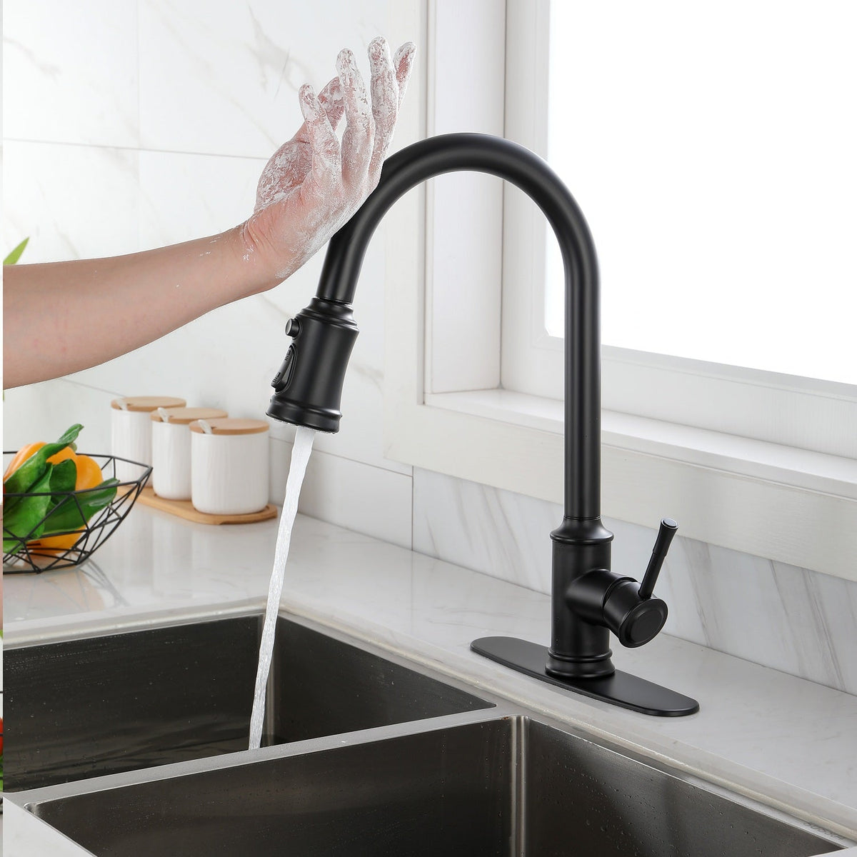 Touch Kitchen Faucet with Pull Down Sprayer - Matte Black