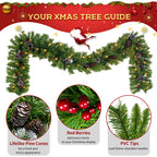 Pre-Lit Artificial Christmas Tree 3-Piece Set with LED Lights - Green