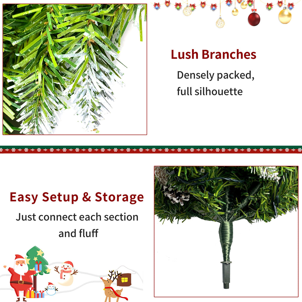 Pre-Lit Artificial Christmas Tree 3-Piece Set with LED Lights - Green