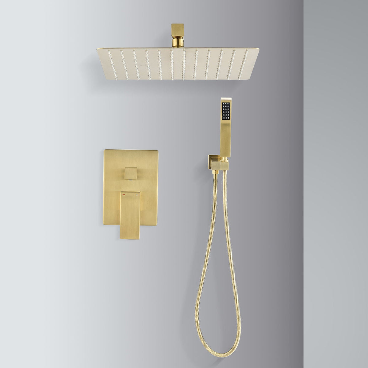 10 Inch Rain Shower Head with Complete Combo Set - Brushed Gold