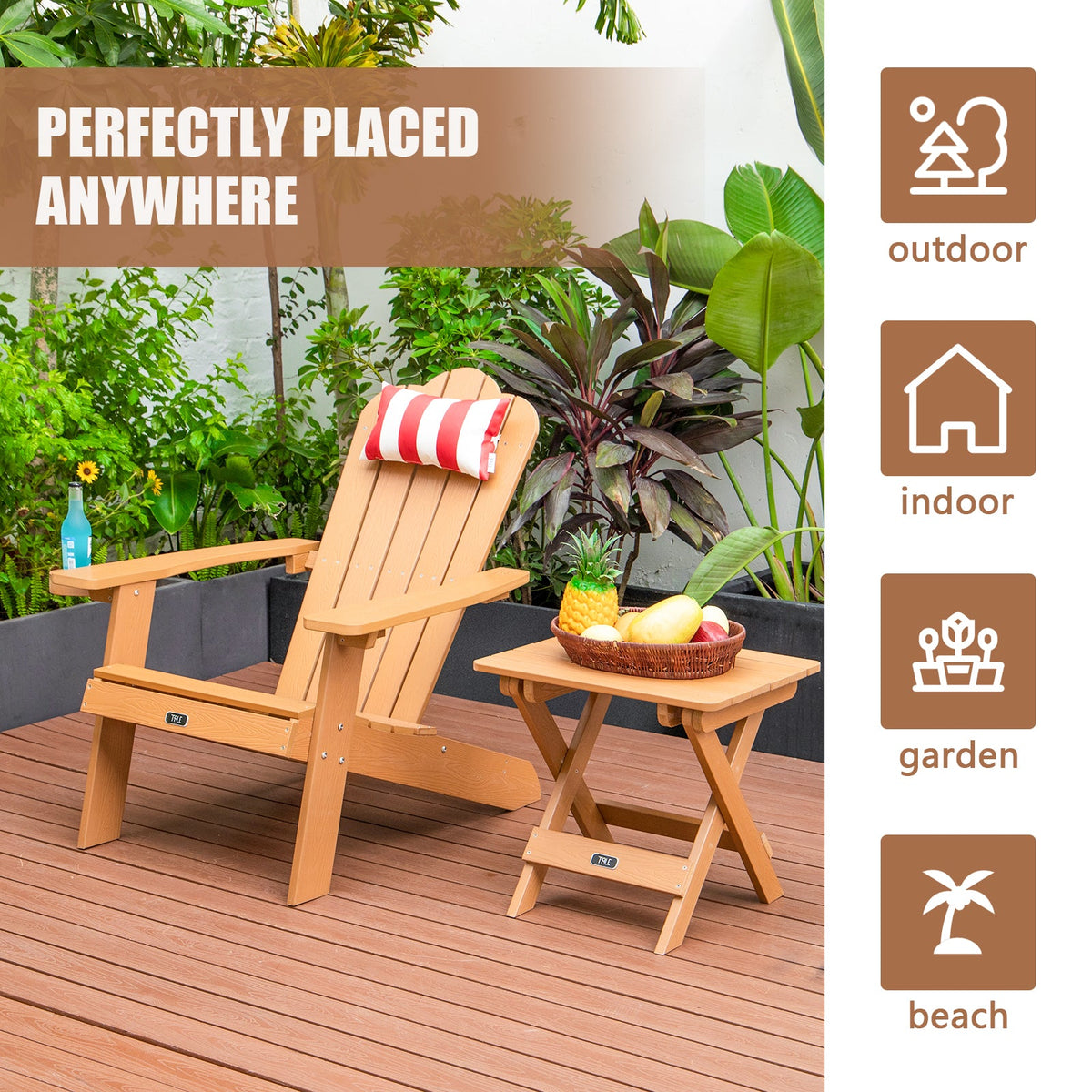 TALE Adirondack Chair with Cup Holder - Brown