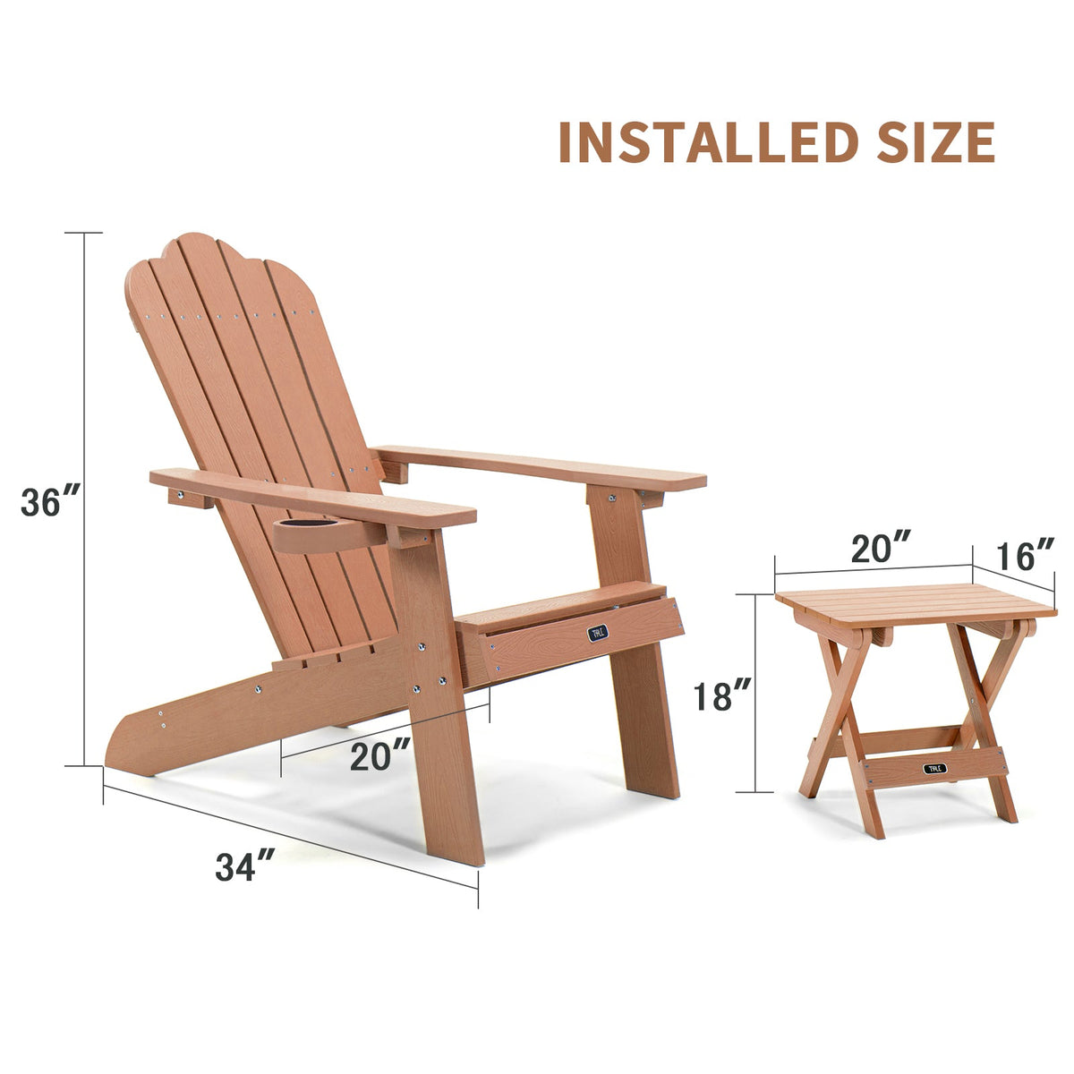 TALE Adirondack Chair with Cup Holder - Brown
