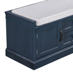 Antique Navy Storage Bench with Drawers and Cabinets - Solid Wood