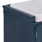 Antique Navy Storage Bench with Drawers and Cabinets - Solid Wood