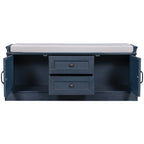 Antique Navy Storage Bench with Drawers and Cabinets - Solid Wood