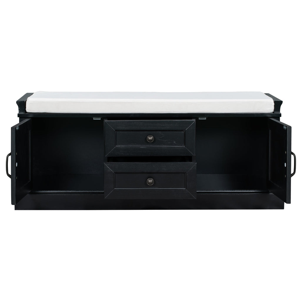 TREXM Storage Bench with 2 Drawers and 2 Cabinets