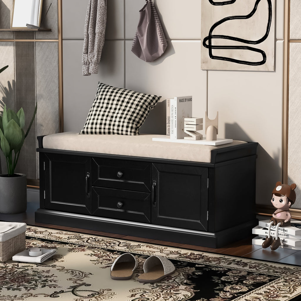 TREXM Storage Bench with 2 Drawers and 2 Cabinets