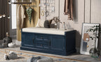 Antique Navy Storage Bench with Drawers and Cabinets - Solid Wood