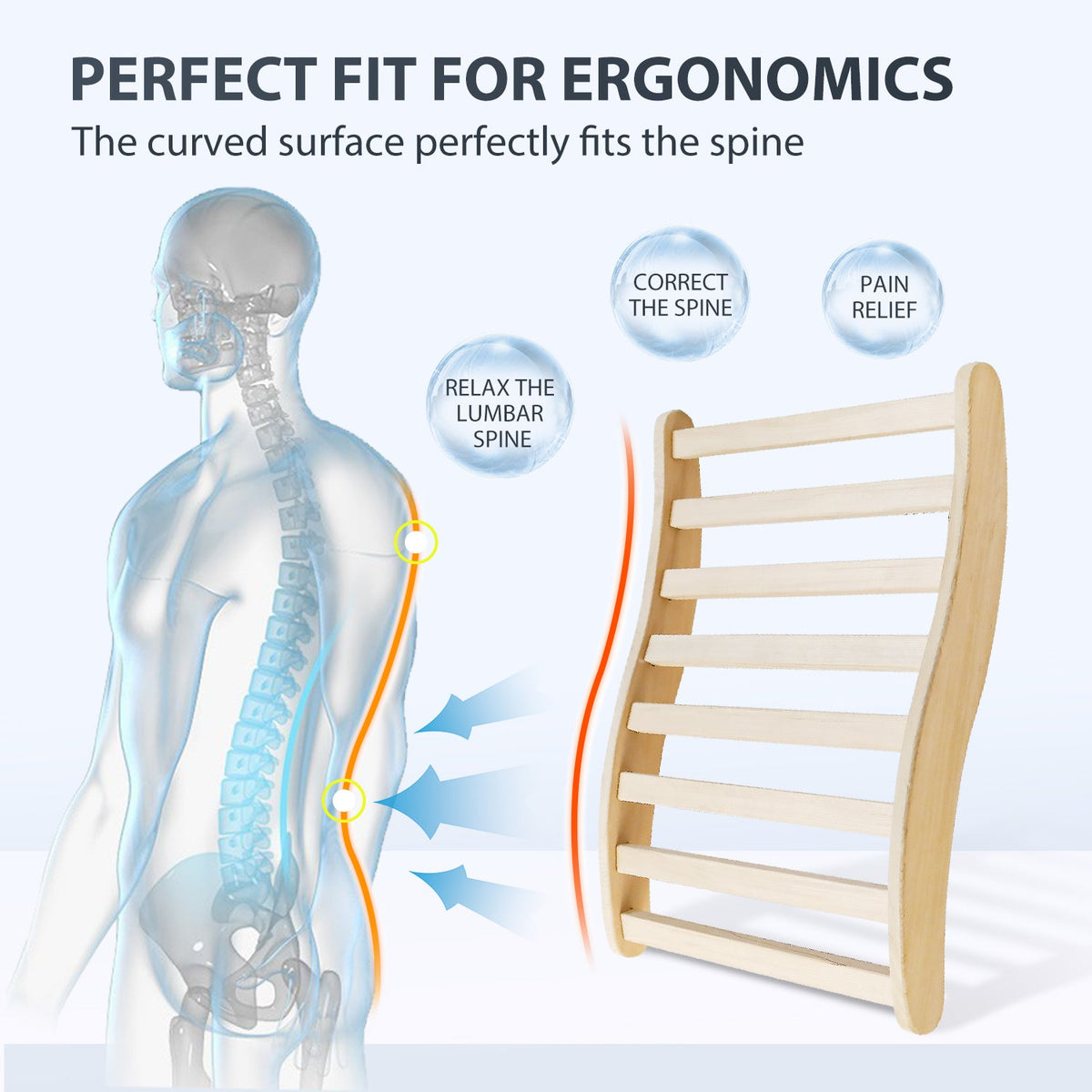 Ergonomic S-Shape Sauna Backrest with Superior Support - Canadian Hemlock