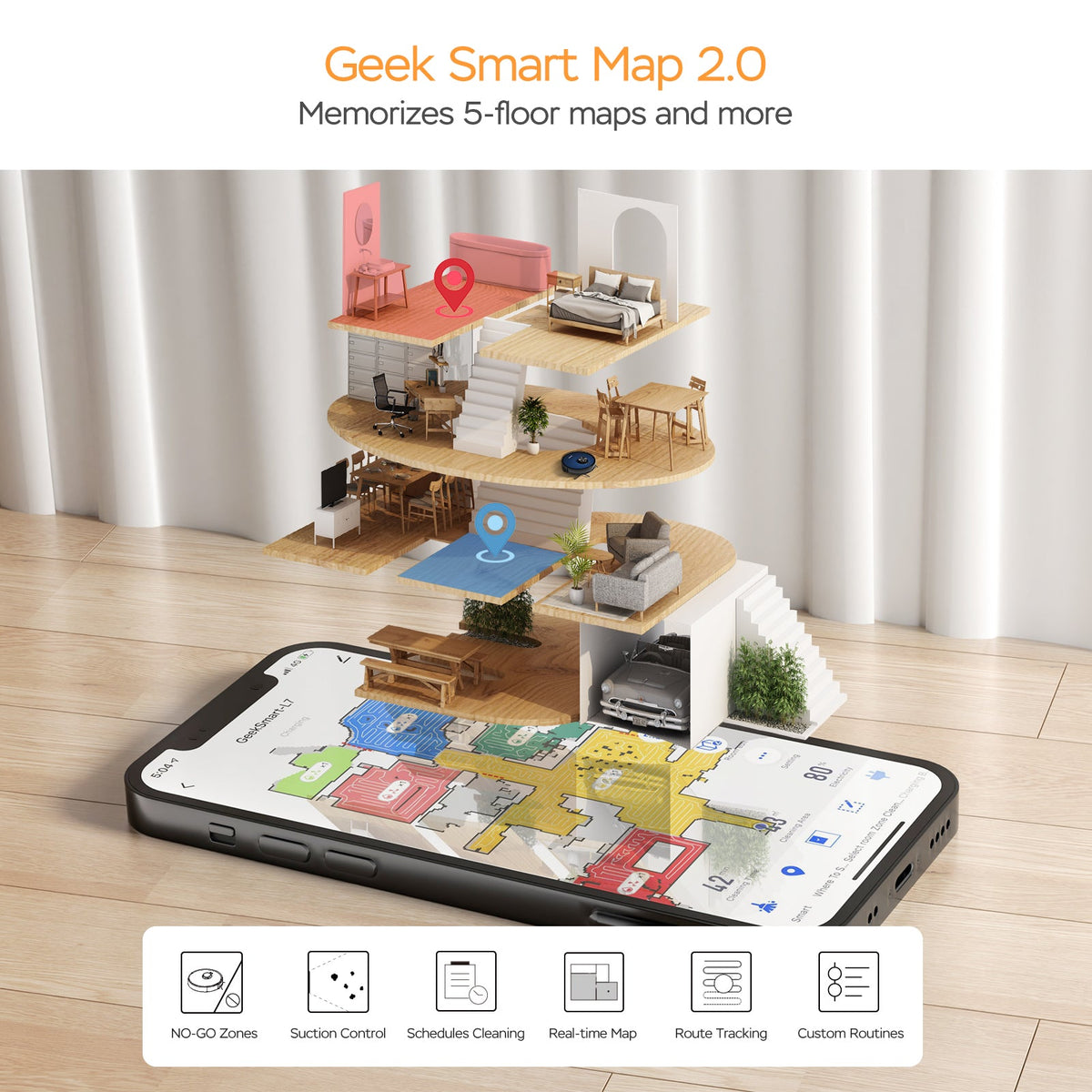 Geek Smart L7 Robot Vacuum Cleaner and Mop with 2700Pa Suction - ABS+PC