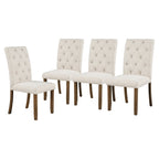 Farmhouse Dining Table Set with Upholstered Chairs and Bench - Beige
