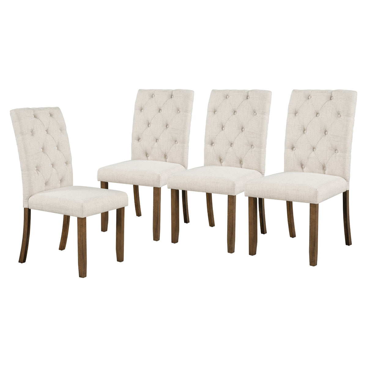 Farmhouse Dining Table Set with Upholstered Chairs and Bench - Beige