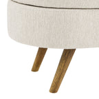 Ottoman Oval Storage Bench with Rubber Wood Legs - Beige