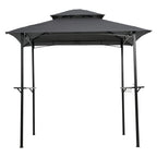 8x5Ft Grill Gazebo Replacement Canopy with Double-Tiered Roof - Gray
