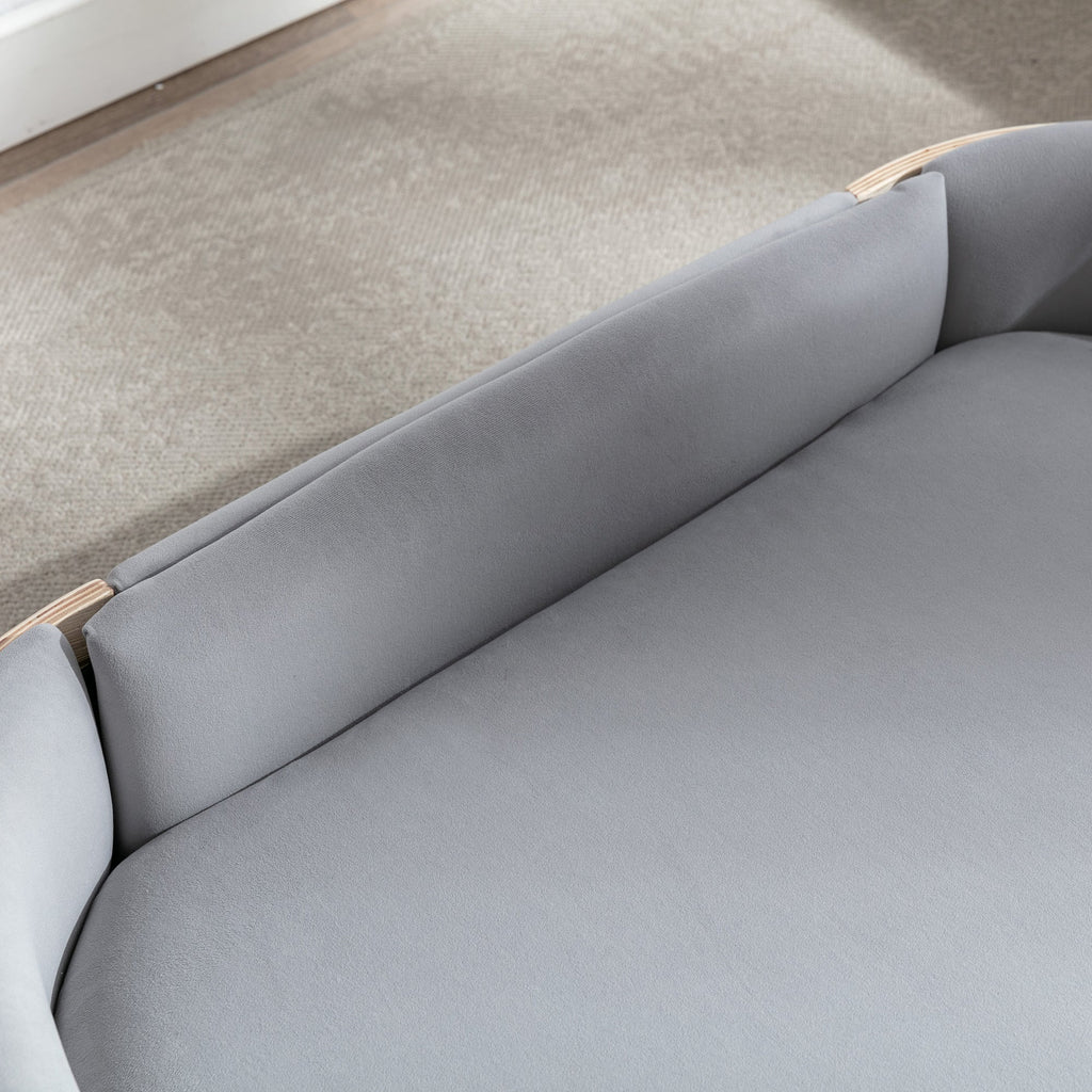 Scandinavian Style Elevated Dog Bed with Solid Wood Legs and Velvet Cushion - Light Grey or Dark Grey