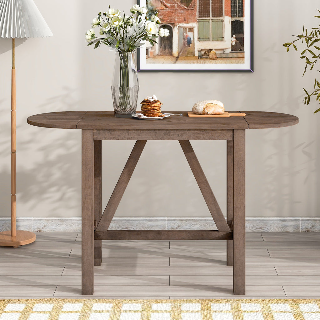 Drop Leaf Wood Counter Height Dining Set with Upholstered Chairs - Brown or White