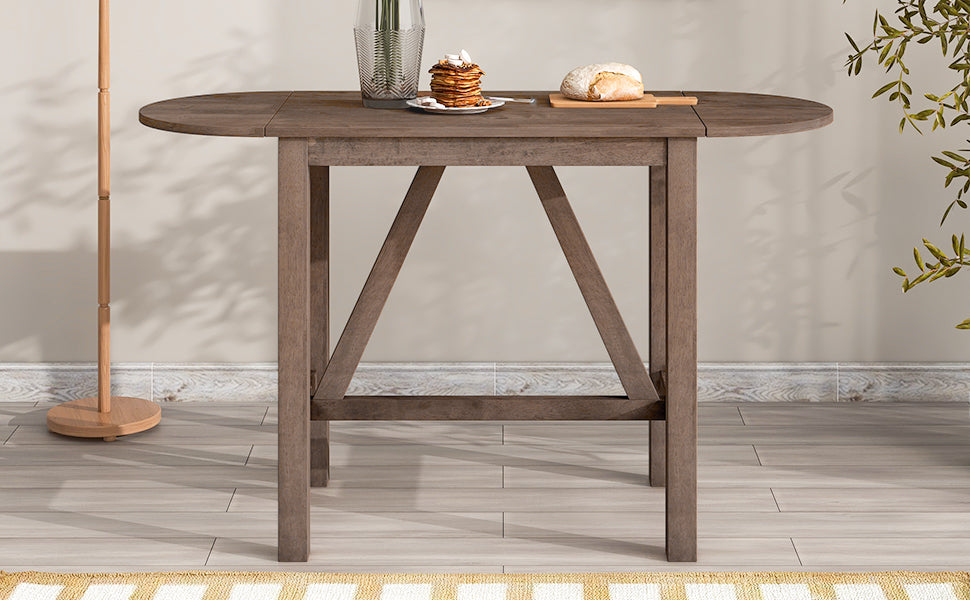 Drop Leaf Wood Counter Height Dining Set with Upholstered Chairs - Brown or White