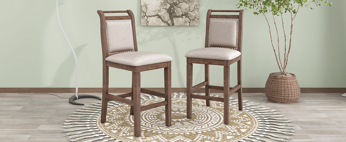Drop Leaf Wood Counter Height Dining Set with Upholstered Chairs - Brown or White