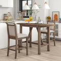 Drop Leaf Wood Counter Height Dining Set with Upholstered Chairs - Brown or White
