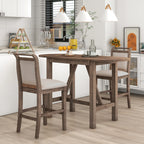 Drop Leaf Wood Counter Height Dining Set with Upholstered Chairs - Brown or White