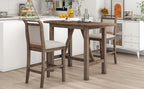 Drop Leaf Wood Counter Height Dining Set with Upholstered Chairs - Brown or White