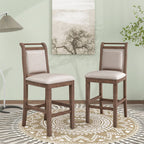 Drop Leaf Wood Counter Height Dining Set with Upholstered Chairs - Brown or White