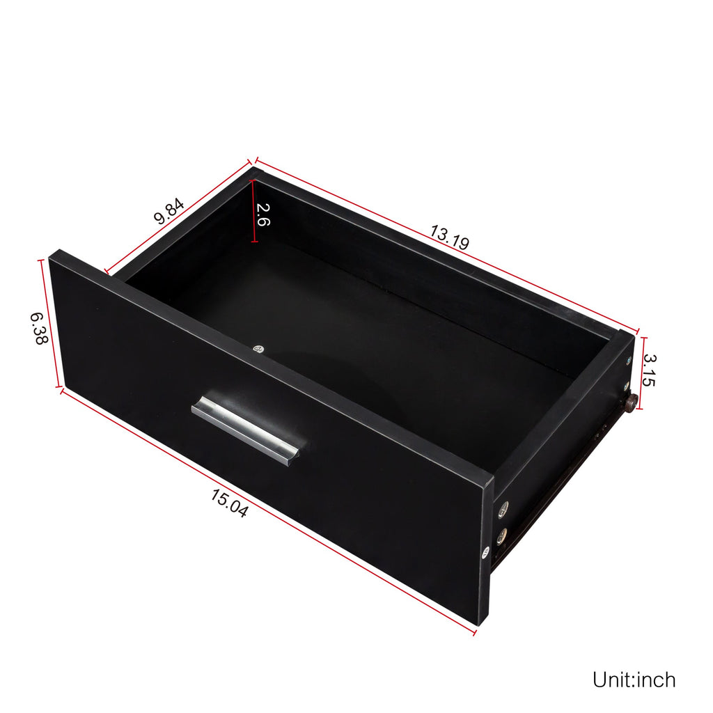 Black Modern Hair Desk with Multi-Layer Storage - Black