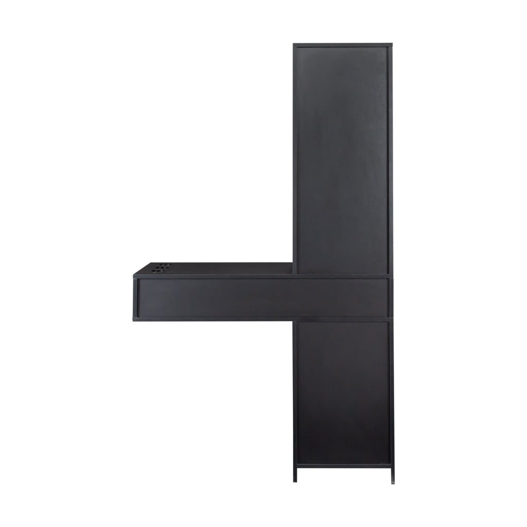 Black Modern Hair Desk with Multi-Layer Storage - Black