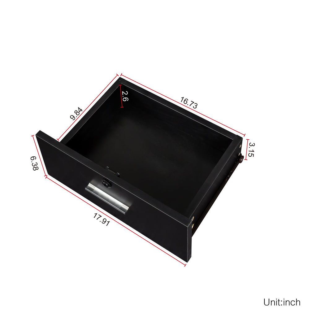 Black Modern Hair Desk with Multi-Layer Storage - Black