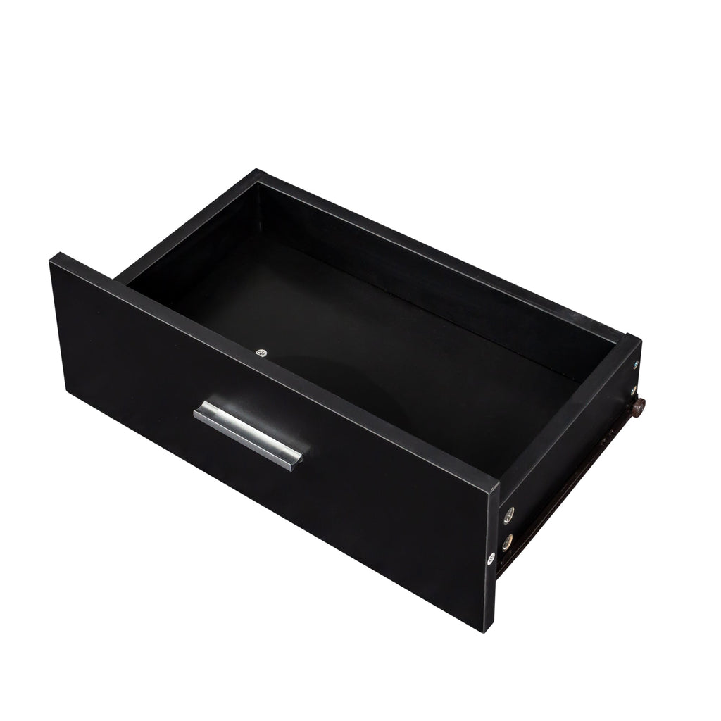Black Modern Hair Desk with Multi-Layer Storage - Black